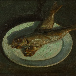 Argiolas Carlo, Natura morta con due pesci, anni '40, ph. Confinivisivi - Pierluigi Dessì