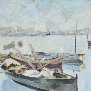 Graziano-Cadalanu,-Barche,-1956,-olio-su-tela-cartonata,-CCIAA-Ph. Confinivisivi - Pierluigi Dessì