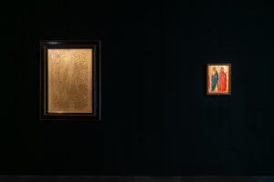 Allestimento mostra Giotto e Fontana