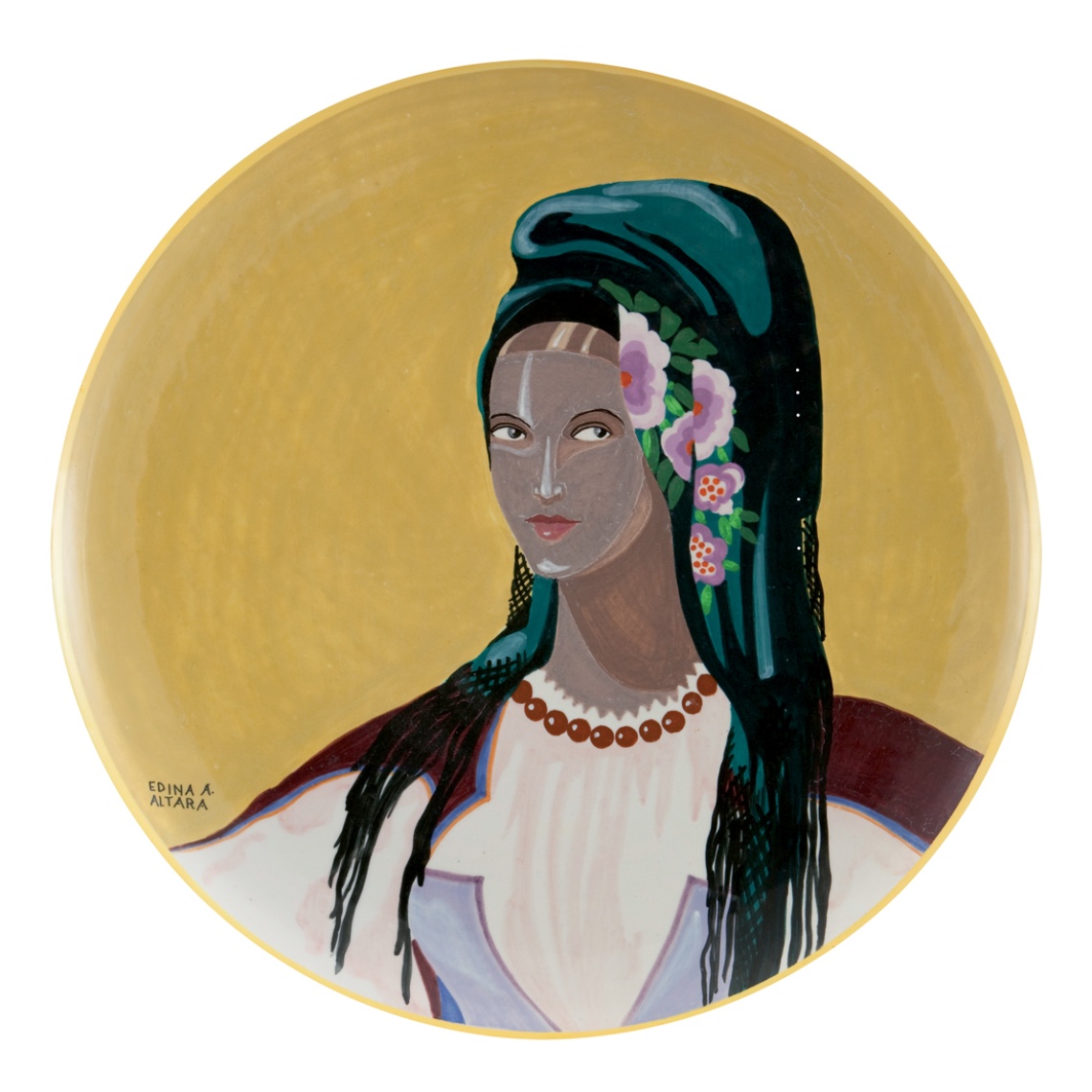 Edina Altara piatto in ceramica Donna di Oliena
