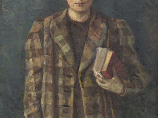 Tina la sorella dell’artista con libri e bustina