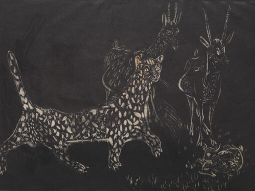 Notturno con felino e gazzelle